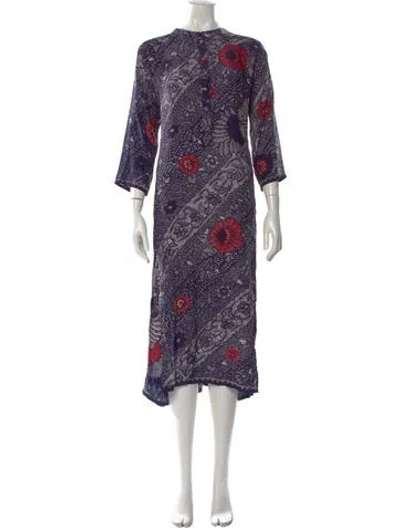 Pre-owned Natalie Martin Silk Midi Length Dress In Purple