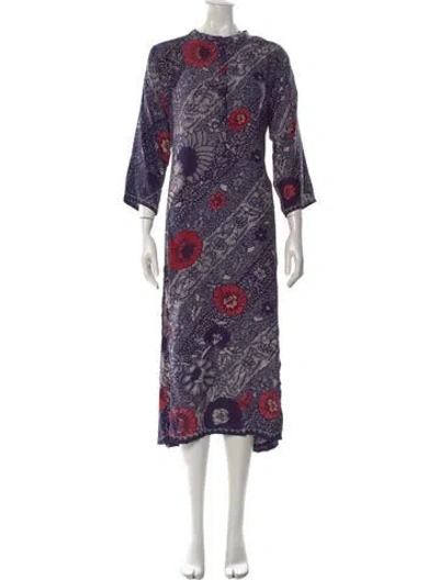 Pre-owned Natalie Martin Silk Midi Length Dress In Purple