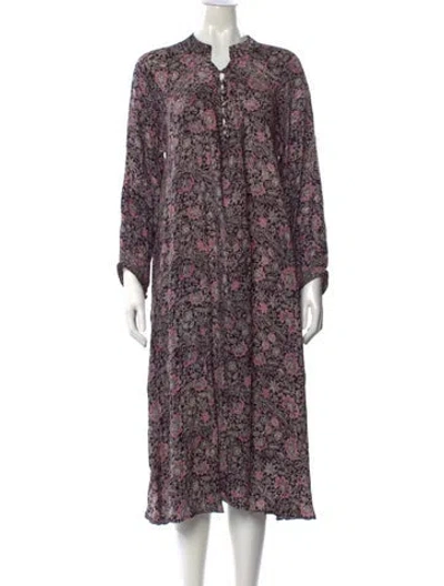 Pre-owned Natalie Martin Silk Midi Length Dress In Purple