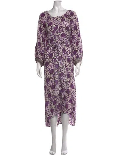 Pre-owned Natalie Martin Silk Midi Length Dress In Purple