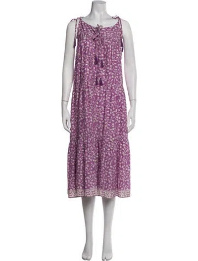 Pre-owned Natalie Martin Silk Midi Length Dress In Purple