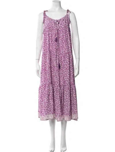 Pre-owned Natalie Martin Silk Midi Length Dress In Purple