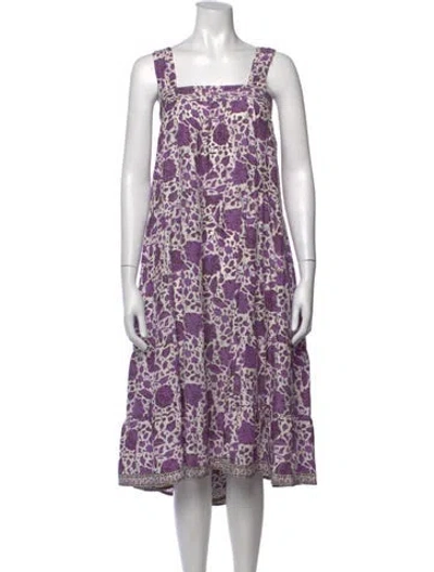 Pre-owned Natalie Martin Silk Midi Length Dress In Purple/white