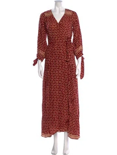 Pre-owned Natalie Martin Silk Midi Length Dress In Red