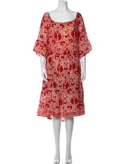 Pre-owned Natalie Martin Silk Midi Length Dress In Red