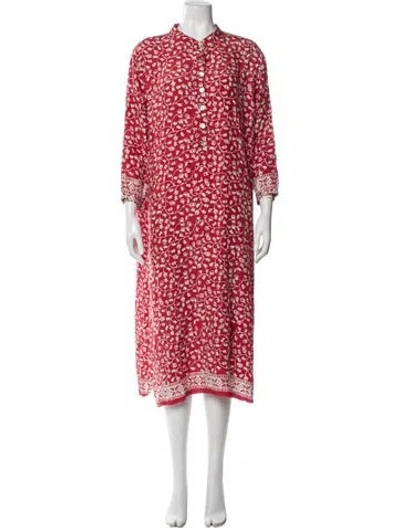 Pre-owned Natalie Martin Silk Midi Length Dress In Red