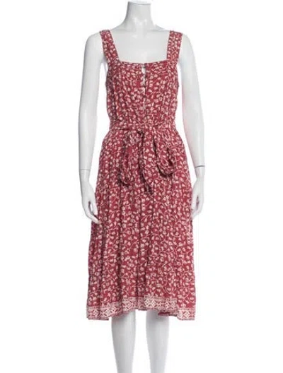 Pre-owned Natalie Martin Silk Midi Length Dress In Red