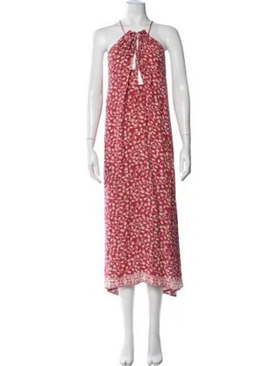 Pre-owned Natalie Martin Silk Midi Length Dress In Red