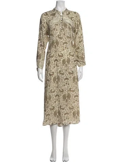 Pre-owned Natalie Martin Silk Midi Length Dress In White