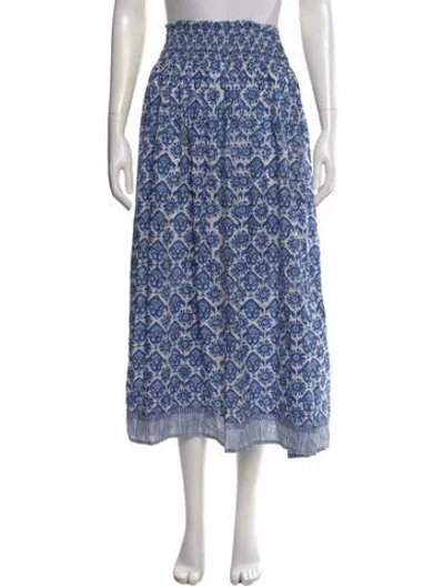 Pre-owned Natalie Martin Silk Midi Length Skirt In Blue