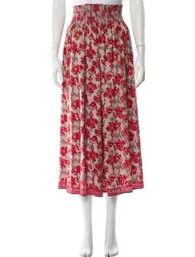 Pre-owned Natalie Martin Silk Midi Length Skirt In Red
