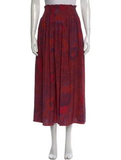Pre-owned Natalie Martin Silk Midi Length Skirt In Red