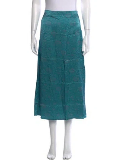 Pre-owned Natalie Martin Silk Midi Length Skirt W/ Tags In Blue