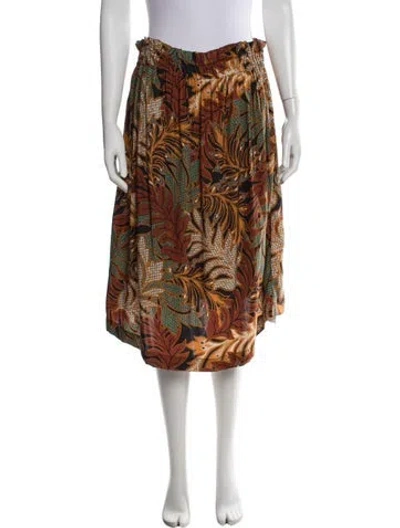 Pre-owned Natalie Martin Silk Midi Length Skirt W/ Tags In Brown
