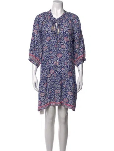 Pre-owned Natalie Martin Silk Mini Dress In Blue