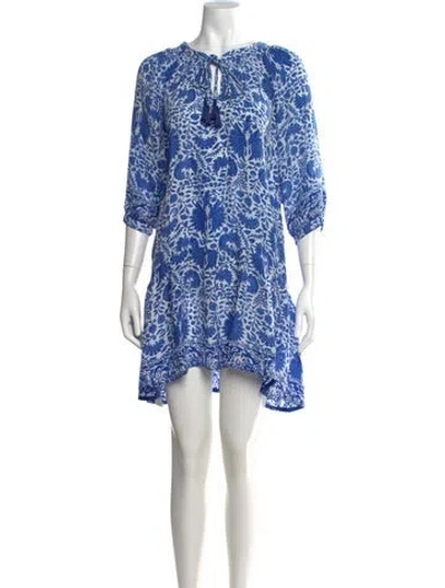 Pre-owned Natalie Martin Silk Mini Dress In Blue/white