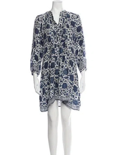 Pre-owned Natalie Martin Silk Mini Dress In Blue/white