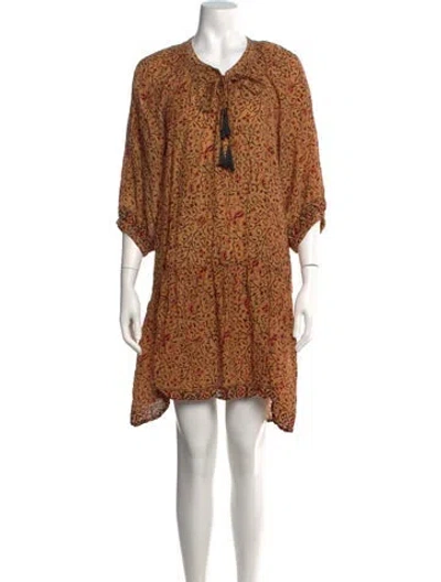 Pre-owned Natalie Martin Silk Mini Dress In Brown