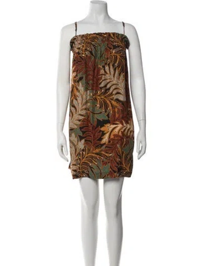 Pre-owned Natalie Martin Silk Mini Dress In Brown