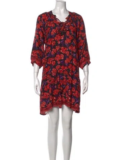 Pre-owned Natalie Martin Silk Mini Dress In Red