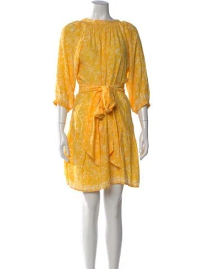 Pre-owned Natalie Martin Silk Mini Dress In Yellow