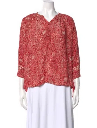 Pre-owned Natalie Martin Silk Paisley Print Blouse In Red