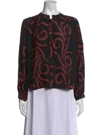 Pre-owned Natalie Martin Silk Printed Blouse In Black