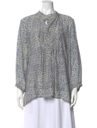 Pre-owned Natalie Martin Silk Printed Blouse In Blue