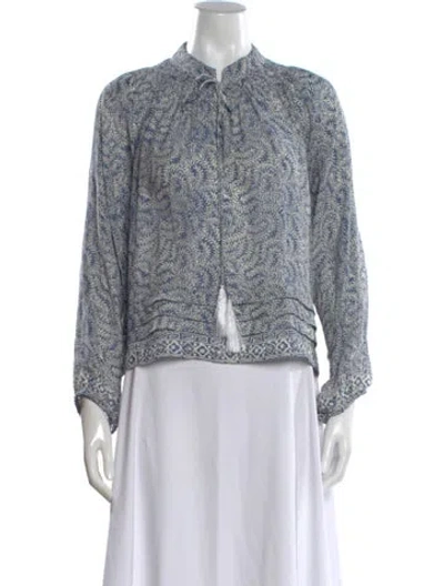 Pre-owned Natalie Martin Silk Printed Blouse In Blue