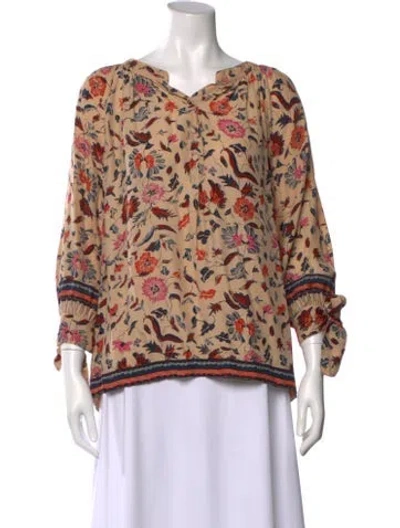 Pre-owned Natalie Martin Silk Printed Blouse In Neutral