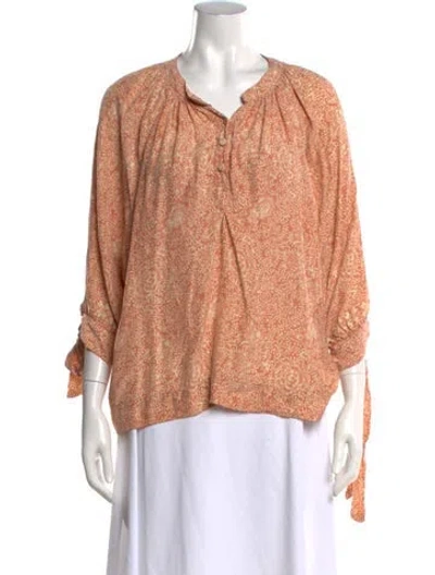 Pre-owned Natalie Martin Silk Printed Blouse In Neutrals