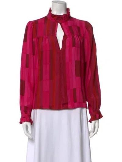 Pre-owned Natalie Martin Silk Printed Blouse In Pink