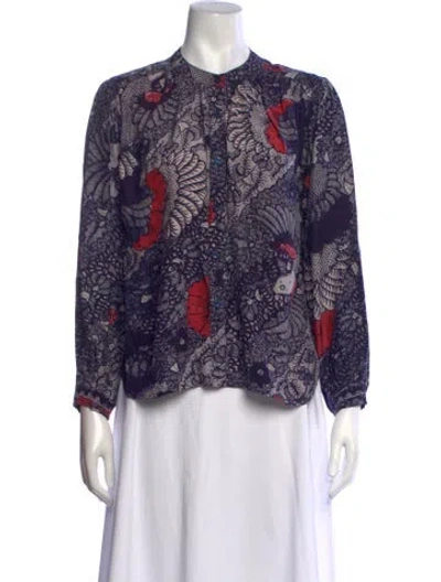Pre-owned Natalie Martin Silk Printed Blouse In Purple