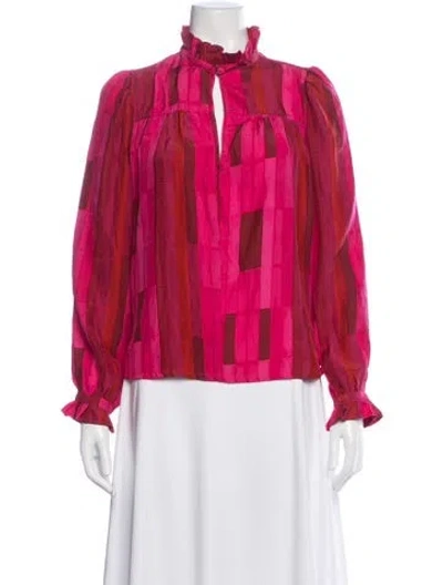 Pre-owned Natalie Martin Silk Printed Blouse In Red