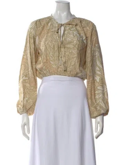 Pre-owned Natalie Martin Silk Printed Blouse W/ Tags In Neutral