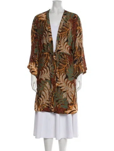 Pre-owned Natalie Martin Silk Printed Nightgown W/ Tags In Orange