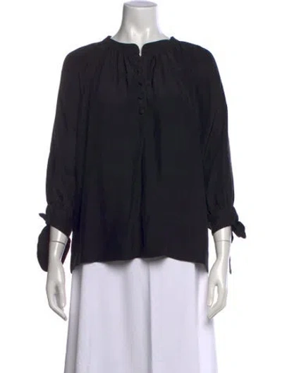 Pre-owned Natalie Martin Silk Three-quarter Sleeve Blouse In Black