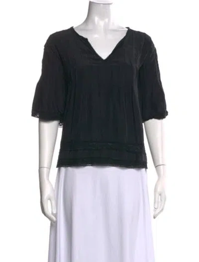 Pre-owned Natalie Martin Silk V-neck Blouse In Blue