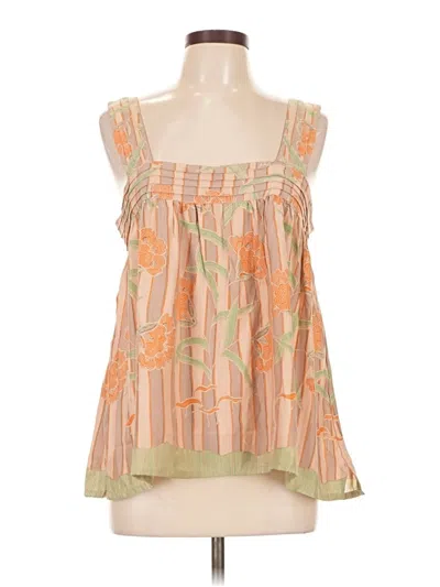Pre-owned Natalie Martin Sleeveless Silk Top Orange Strapless Neckline Tops