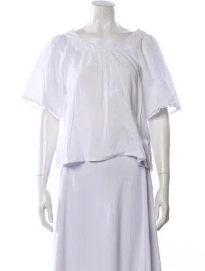 Pre-owned Natalie Martin Square Neckline Short Sleeve Top In White