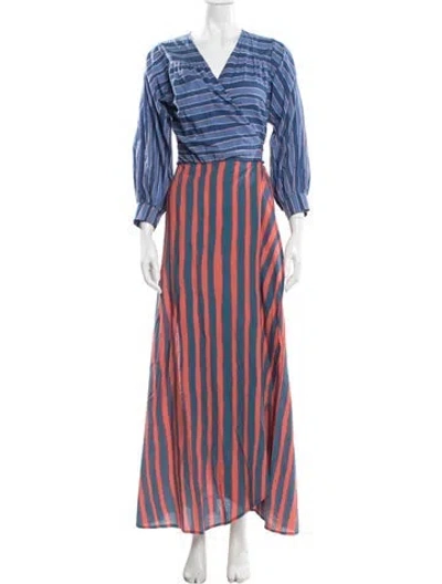 Pre-owned Natalie Martin Striped Long Dress In Blue