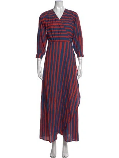 Pre-owned Natalie Martin Striped Long Dress In Blue