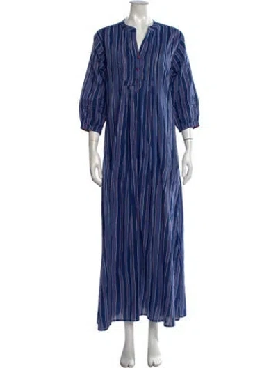 Pre-owned Natalie Martin Striped Long Dress In Blue