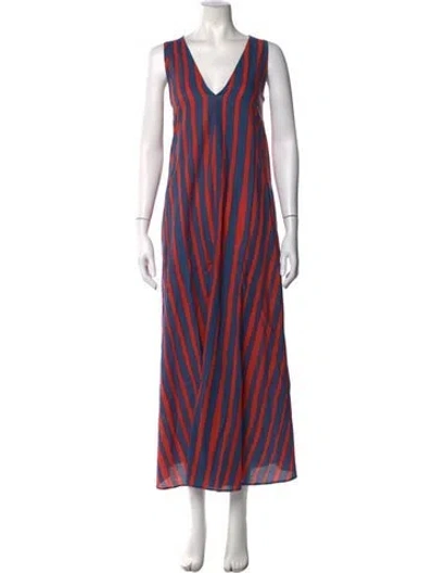 Pre-owned Natalie Martin Striped Long Dress In Blue