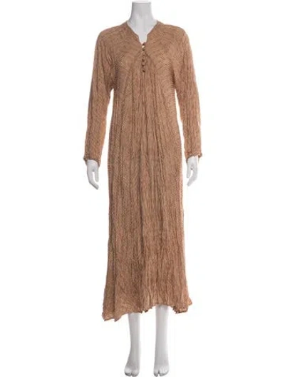 Pre-owned Natalie Martin Striped Long Dress In Brown