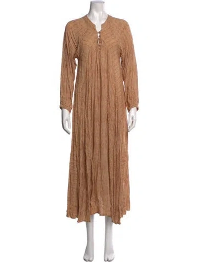 Pre-owned Natalie Martin Striped Long Dress In Brown