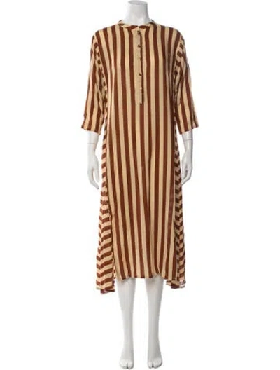 Pre-owned Natalie Martin Striped Long Dress In Orange