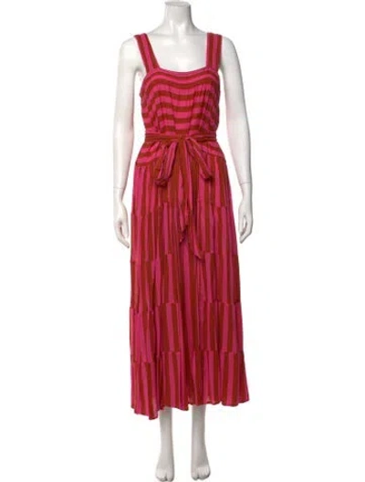 Pre-owned Natalie Martin Striped Long Dress In Pink