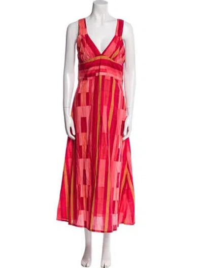 Pre-owned Natalie Martin Striped Long Dress In Red