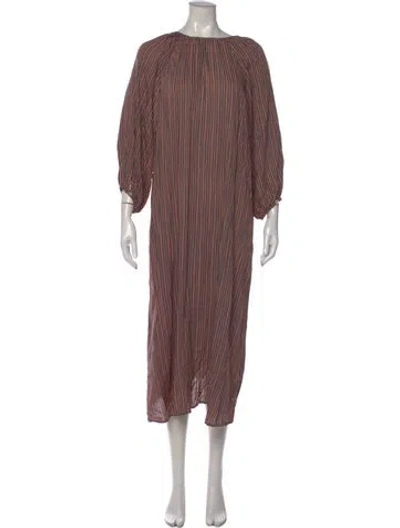 Pre-owned Natalie Martin Striped Long Dress In Red